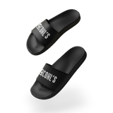 Slide Flat Rubber Sandals in Black