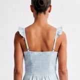 Smocked Back Linen Midi Dress