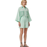 Azul De Oro "Pastel Mint" Short Linen Set for Women