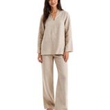 Oversized Linen Shirt & Wide Leg Pants For Women