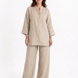 Oversized Linen Shirt & Wide Leg Pants For Women