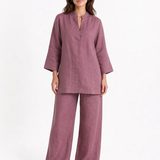 Oversized Linen Shirt & Wide Leg Pants For Women